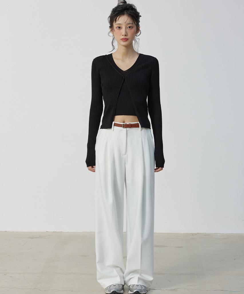 Michikoleondeonkosino Relaxed Double-Pleat Wide Slacks Ivory