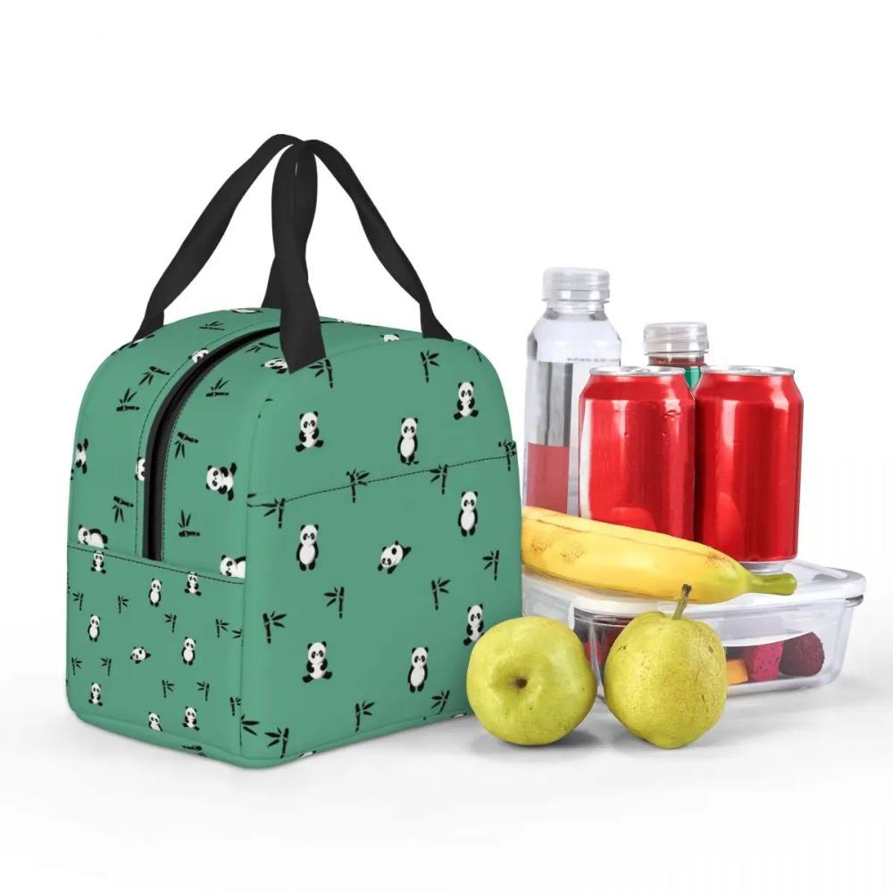 Cartoon Panda And Bamboo Pattern Insulated Lunch Bag for Women Kids Leakproof Food Boxes Thermal Lunch Box Tote
