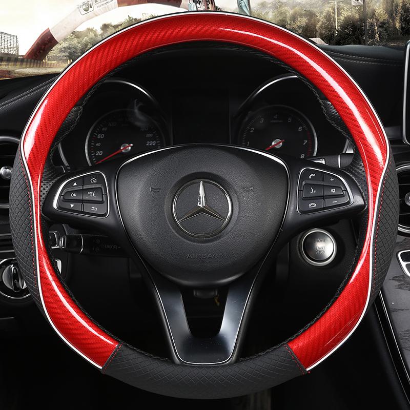 Carbon Fibre+Leather Car Steering Wheel Cover For VW GOLF 7 2015 POLO JATTA Passat Tiguan For Nissan Qashqai J11 X-trail T32