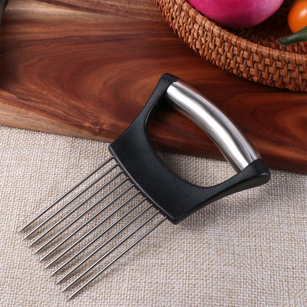 Black Onion Cutter Holder Stainless Steel Vegetables Cutting Fork  Fruit Slicing