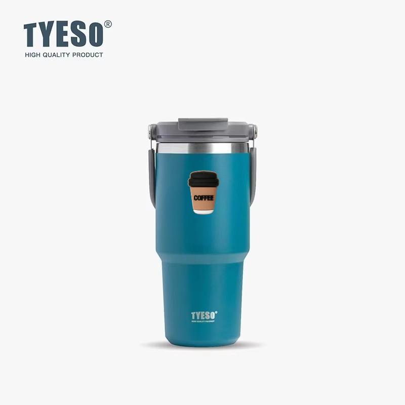 Tyeso 750ML 304 Stainless Steel Vacuum Cup Double-layer Insulated Cup Tumbler Thermo Water Bottle Car Travel Mug with Coffee Sticker 750ML синий