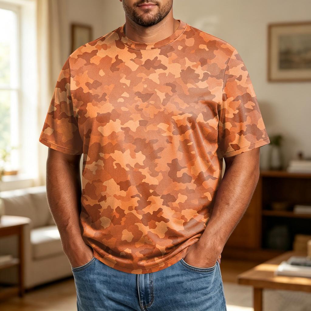 Camiseta Informal Transpirable Cómoda de Manga Corta con Cuello Redondo para Hombre Talla Grande Tejido Suave Top de Verano
