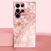 Exquisite Pink lace pattern phone case s26 ultra case quad lock glass for Samsung Galaxy S26 S25 S24 S23 S22 FE,Ultra,Plus