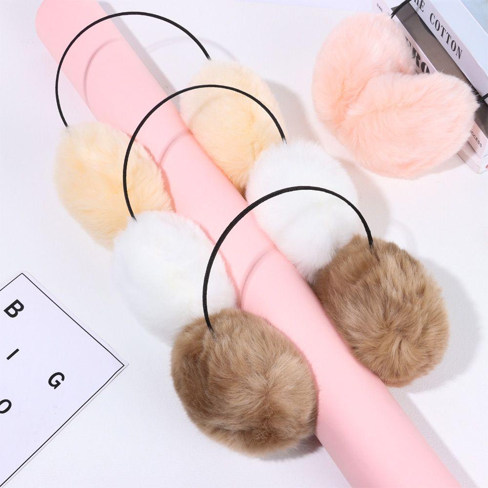 Solid Color Cold Proof Female Ear Warmer Ear Bag Warm Earmuffs Plush Earmuffs Faux Rabbit Fur