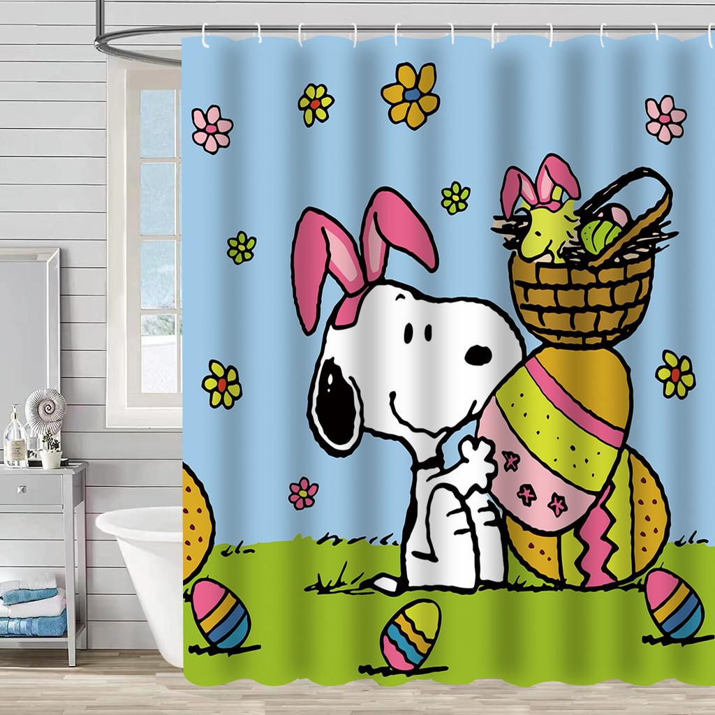 Easter Rabbit Waterproof And Mildew-Proof Polyester Bathroom Shower Curtain Shower Curtain Partition Curtain Free Of Punching