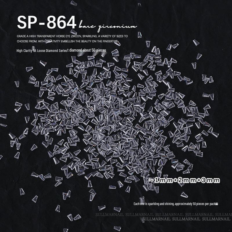 Nail Art Jewelry: Transparent Zircon Diamonds In Various Shapes (50 Pcs)