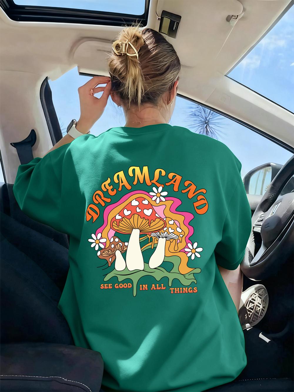 

Interesting Mushrooms Printed TShirts Women Casual Comfortable Short Sleeve Tops Soft ONeck T Shirt Summer Loose Woman Clothes 4XL