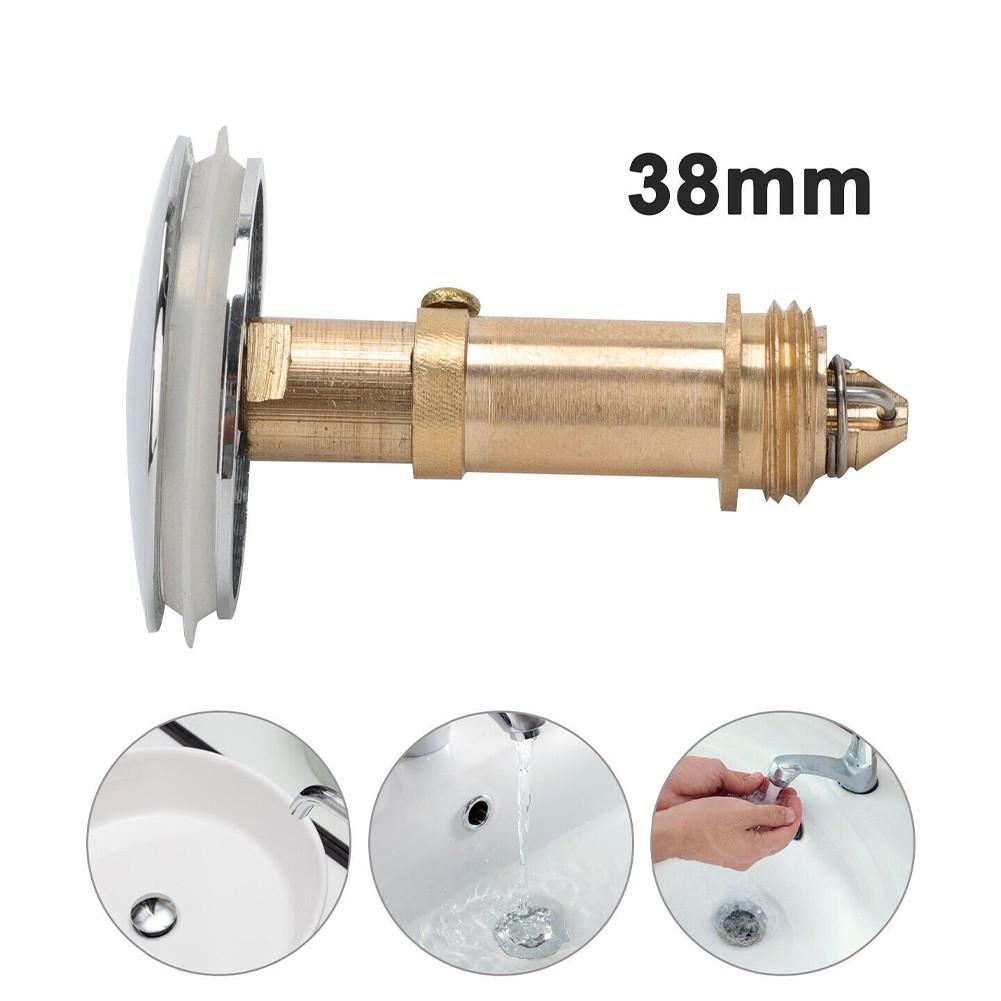 Basin Tap Waste Replacement 38mm Chrome Sink Push Button with Spring Mechanism