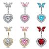 Butterfly Heart Zircon Delicate Belly Button Ring Fashion Body Piercing Jewelry