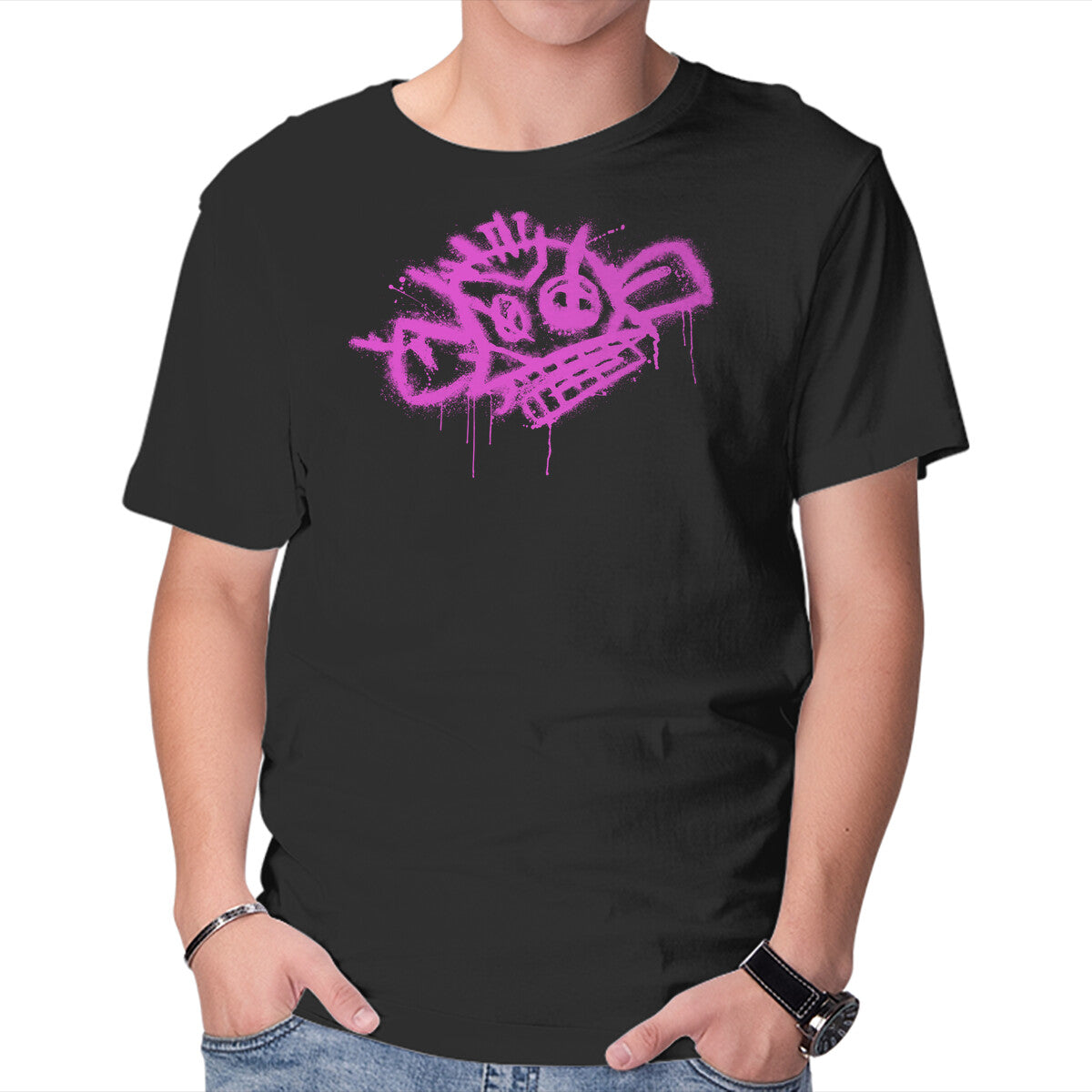 Unisex Crew Neck T-Shirt Jinx Monkey Pink Graphic Short Sleeve Casual Tee XL