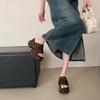 Summer Fashion Open Toe Leopard Print Platform Wedge Woman Slippers Chunky Heels Shoes Zapatos De Mujer