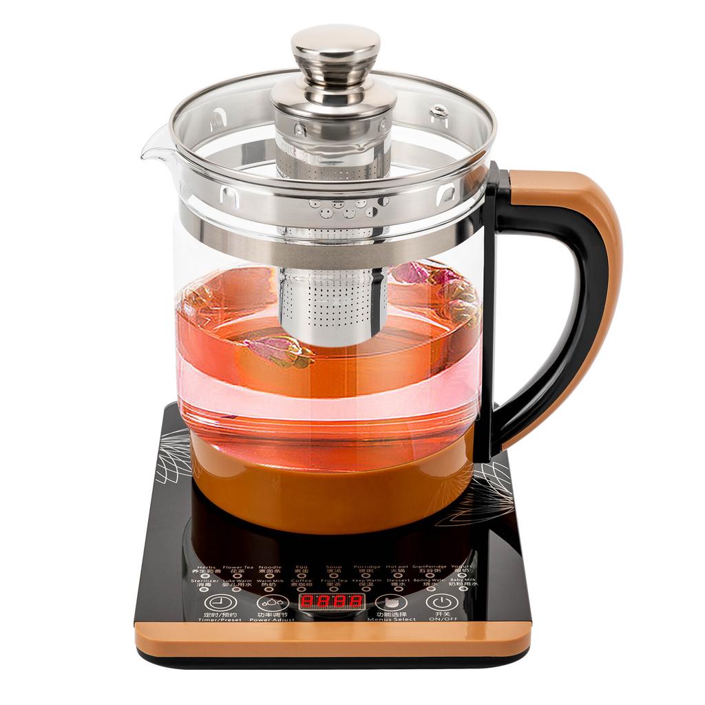 1.8L Electric Glass Kettle for Home Office Tea Maker with Removable Infuser 18 Modes Keep Warm 800W