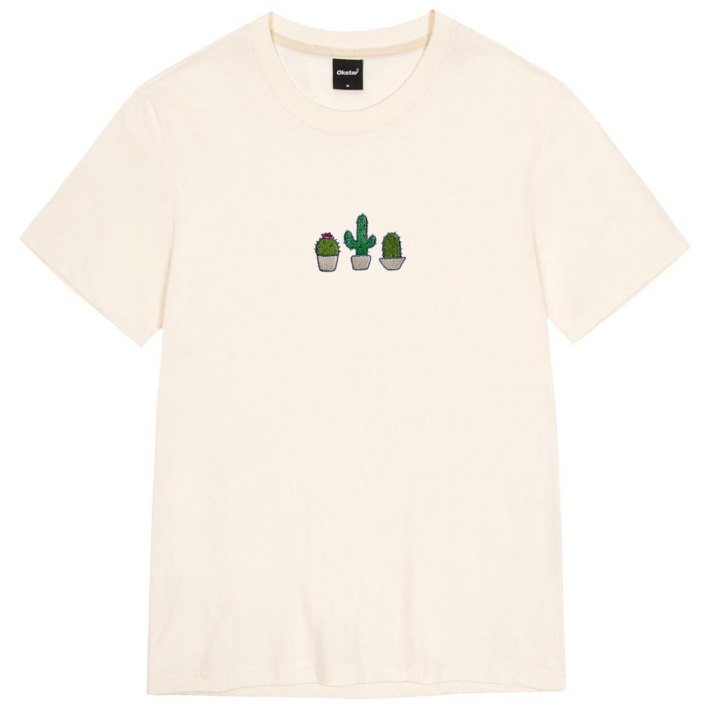 OKSTAR Cactus Embroidered Short Sleeve T-Shirt (Type B)