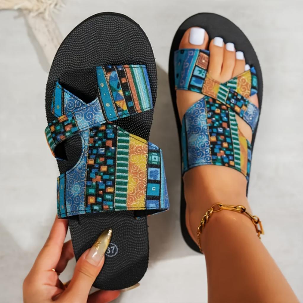 Fashion 2025 Summer Women Slippers Platform Sandals Fashion Open Toe Shoes Slip On Colorful Beach Shoe Ethnic Style Lightweight Slippers