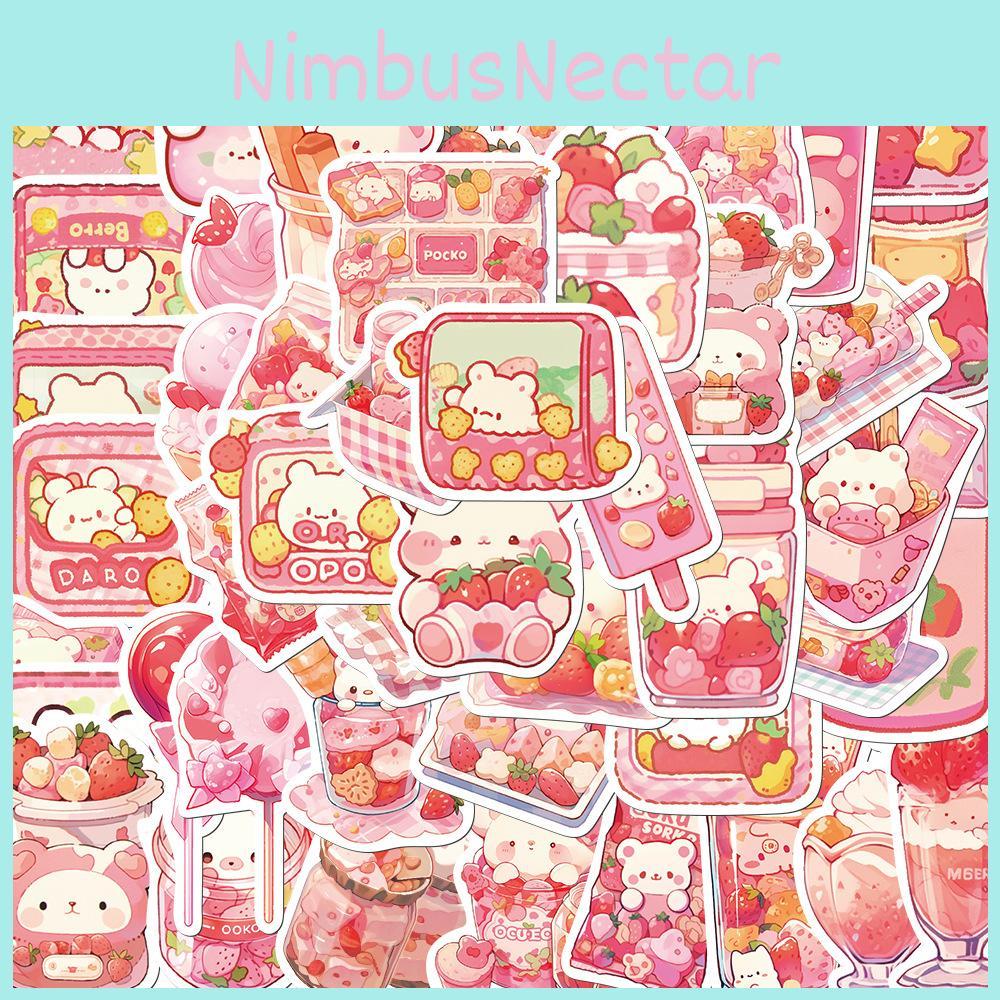 50 Cartoon Pink Snack Doodle Stickers Personalize Your Guitar Notebook And Suitcase With Waterproof Diy Decor