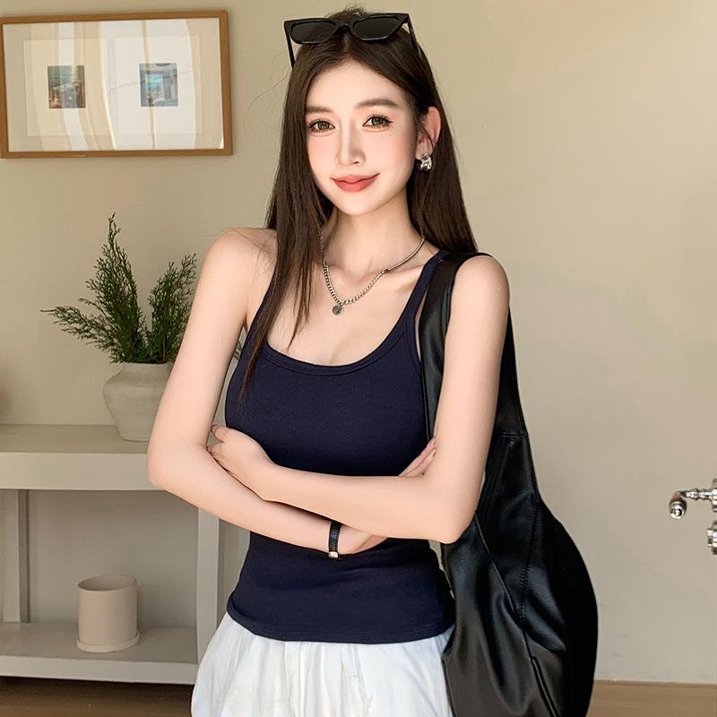 

2026 Women s Manga U-neck Strappy Tank Top - Slimming Summer Style with Waistband and Chest Pad. XXL