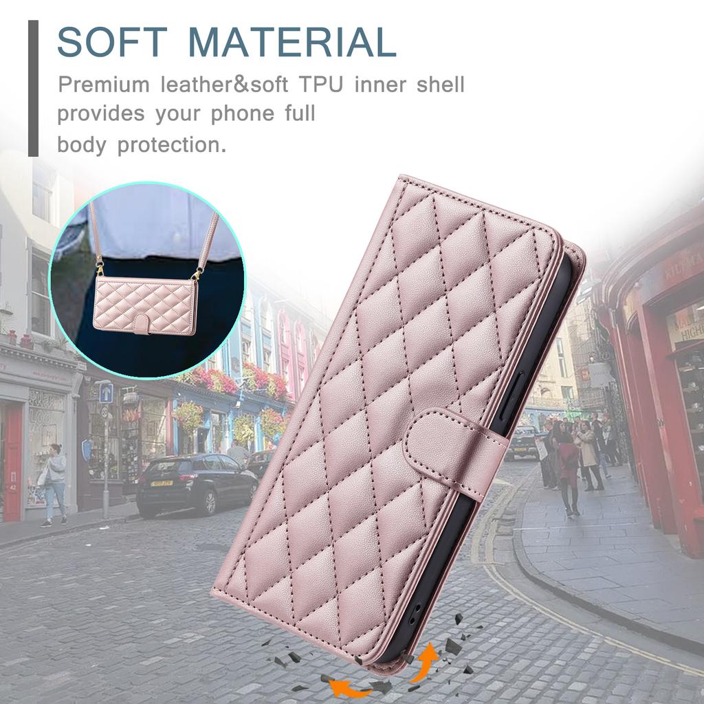 For Samsung Galaxy A12 Case Leather Wallet Flip Phone Cover with Shoulder Strap