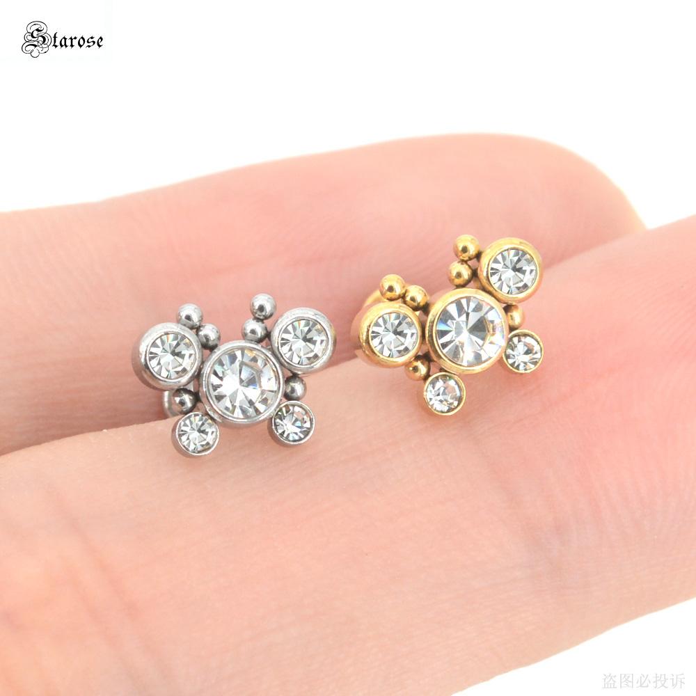 1Pc 1.2x6/8mm G23 Titanium Base Stainless Steel Studs Lip Labret Piercing Nose Helix Piercing Conch Tragus Earrings Flat End