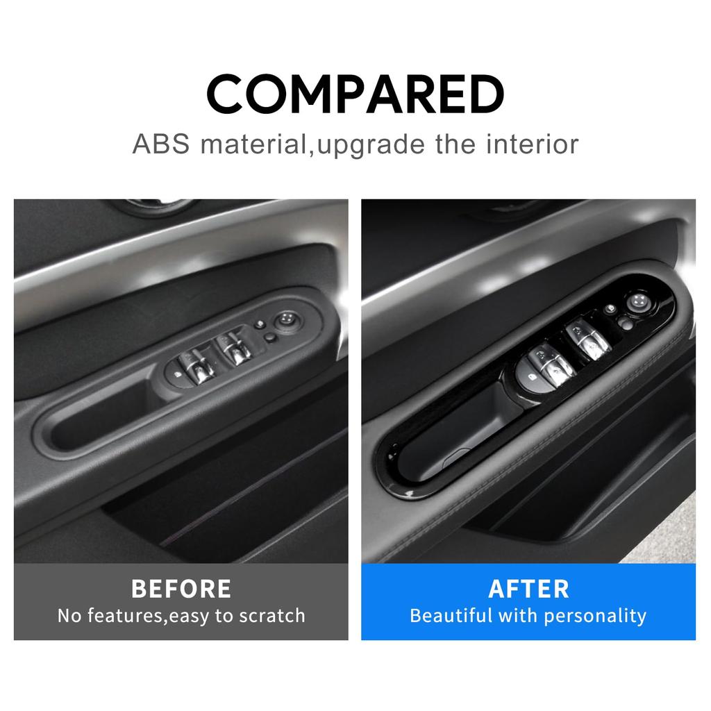 FDAIUN Window Lift Switch Button Cover Trim Sticker for BMW MINI Switch Panel ABS Custom Interior Panel 4 Pieces F60, Frame, Material, Decorative,
