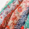 Women's Summer Retro Style Floral Silk Scarf with Colorful Tassels