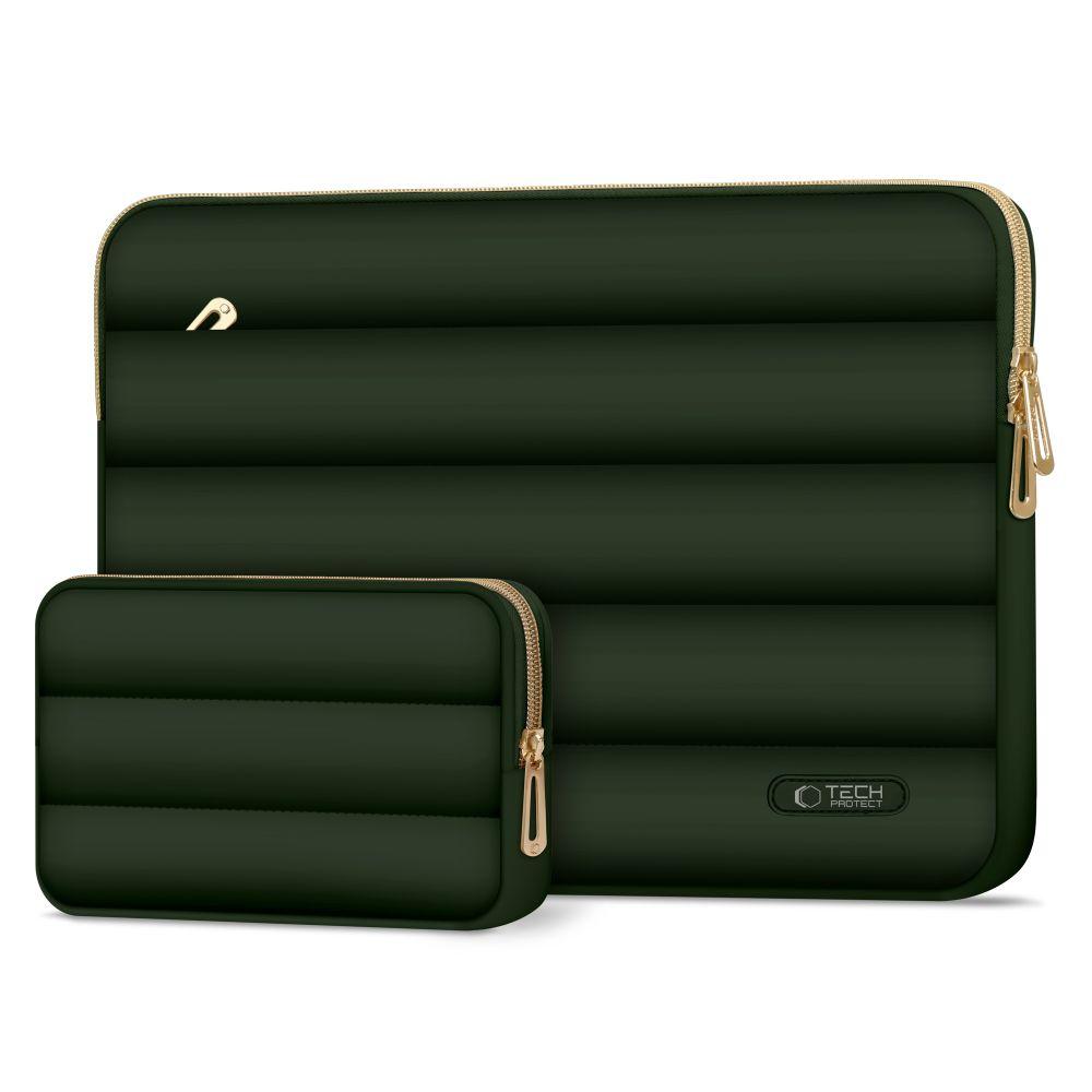 Torba Pokrowiec Puffy Na Laptop 15-16'' + Etui Na Akcesoria - Oliwkowy