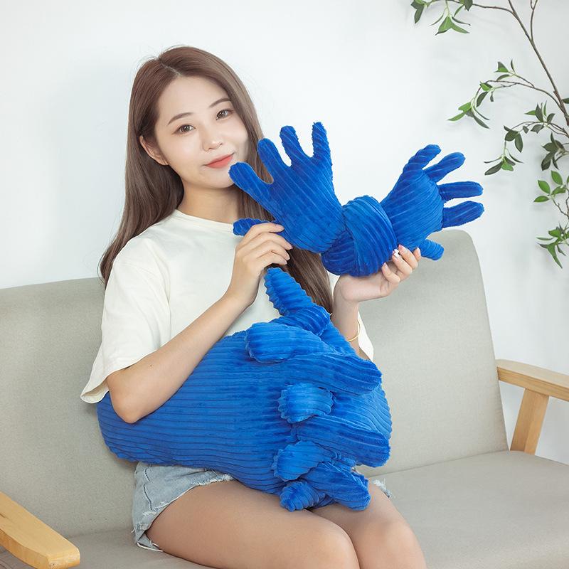 Creative Blue Hand Throw Pillow Palm Plush Toy Home Sofa Long Pillow Lazy Sleeping Leg Doll Doll