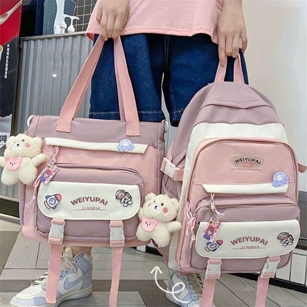 Ins Students School Bags Large Capacity Large Handbag Portable Girls Shoulder Bags Student