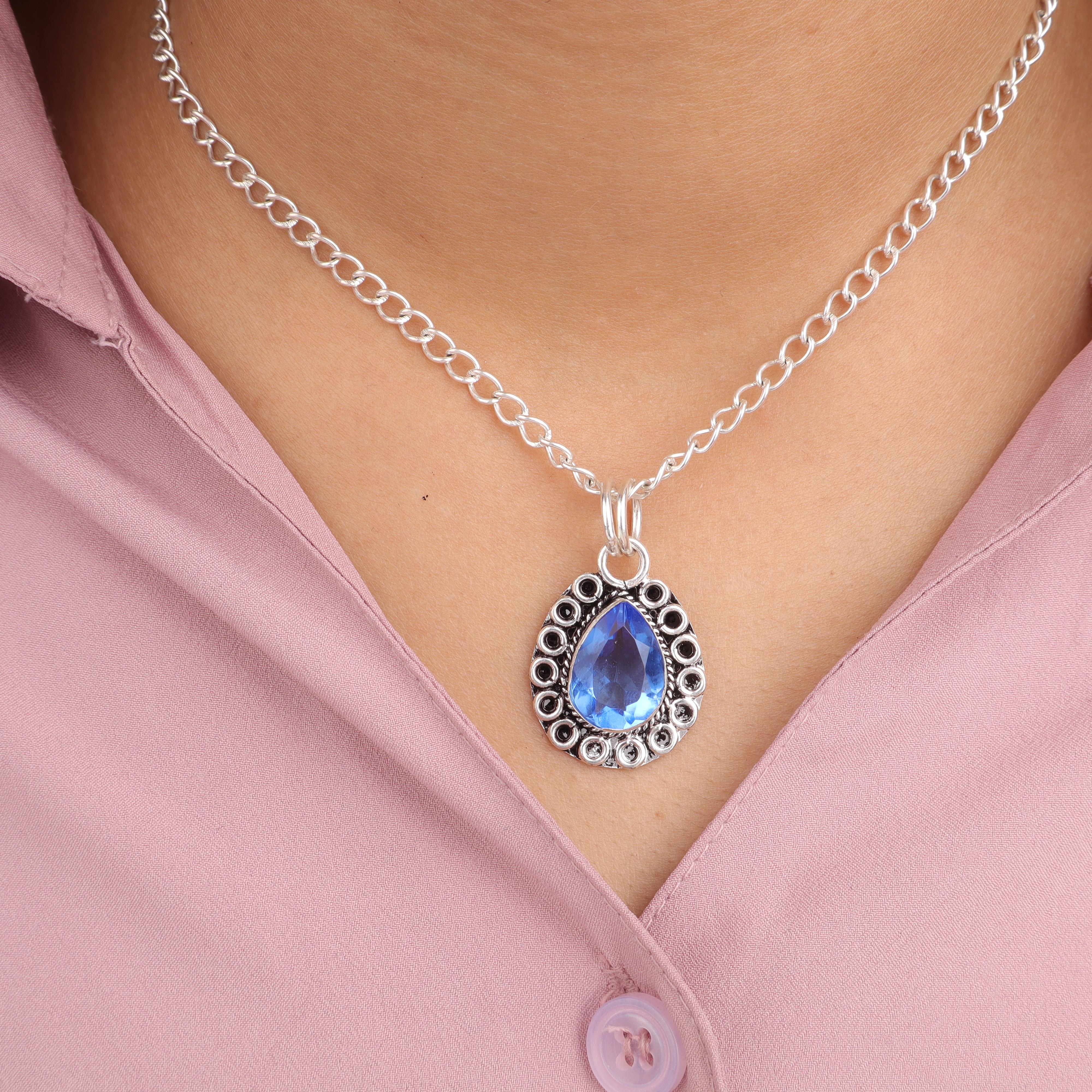 

Tanzanite Gemstone Silver Pendant, 925 Sterling Silver Jewelry, Partywear Pendant For Women, Anniversary Gift For Wife PP-26-6