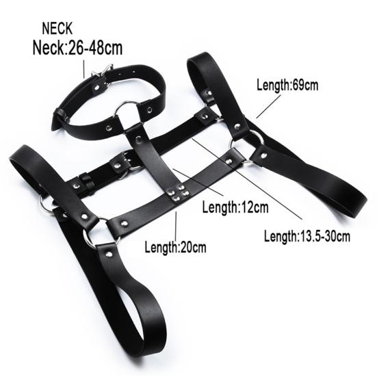 Nastavitelný kožený postroj Body Restraint Bondage popruh pro dospělé sexuální hračky