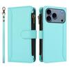 Apple 17 Pro Max Solid Color Zipper Wallet Case for Nine Cards – Compatible with iPhone 16/15/14