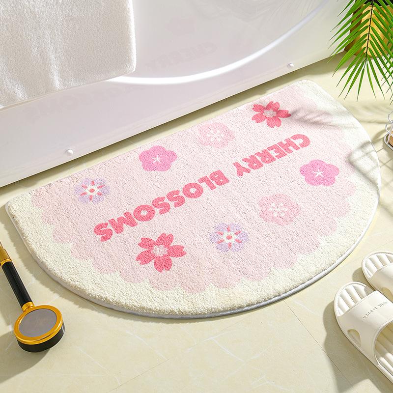 Ins Simple Bath Mats Small Fresh Flowers Floor Rug Home Entrance Carpet Bedroom Toilet Bathroom Door Absorbent Non-Slip Foot Pad
