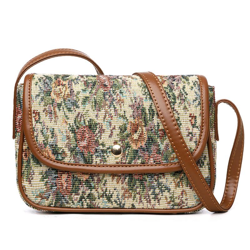 

Premium small bag women s bag new niche retro fabric messenger bag women s shoulder underarm small square bag жовтий