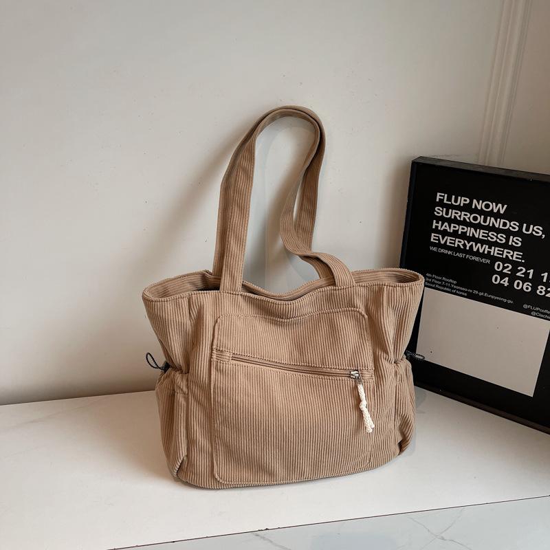 Neue koreanische Cord-Tragetasche für Damen, große Kapazität, minimalistisch, einfarbig, Umhängetasche, lässige Mode-Handtasche