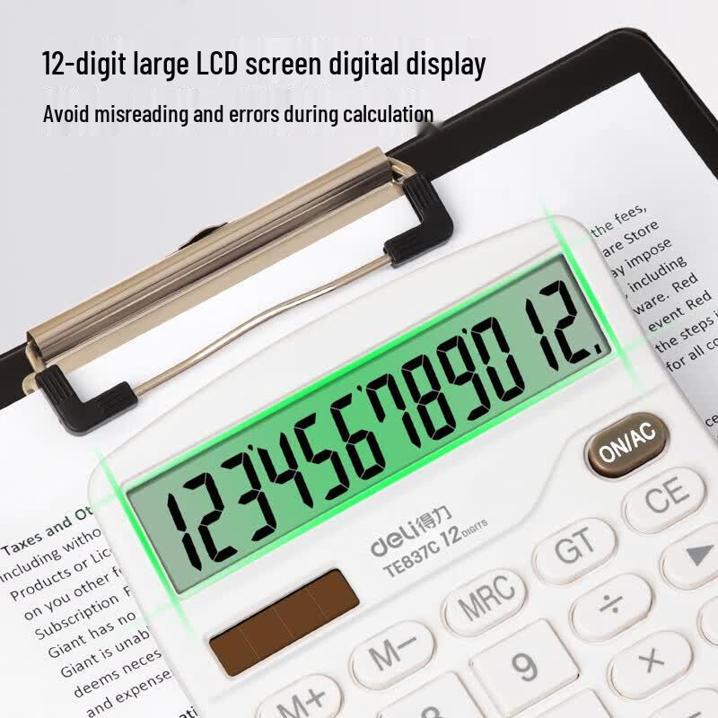Deli TE837C Dual Power Desktop Calculator