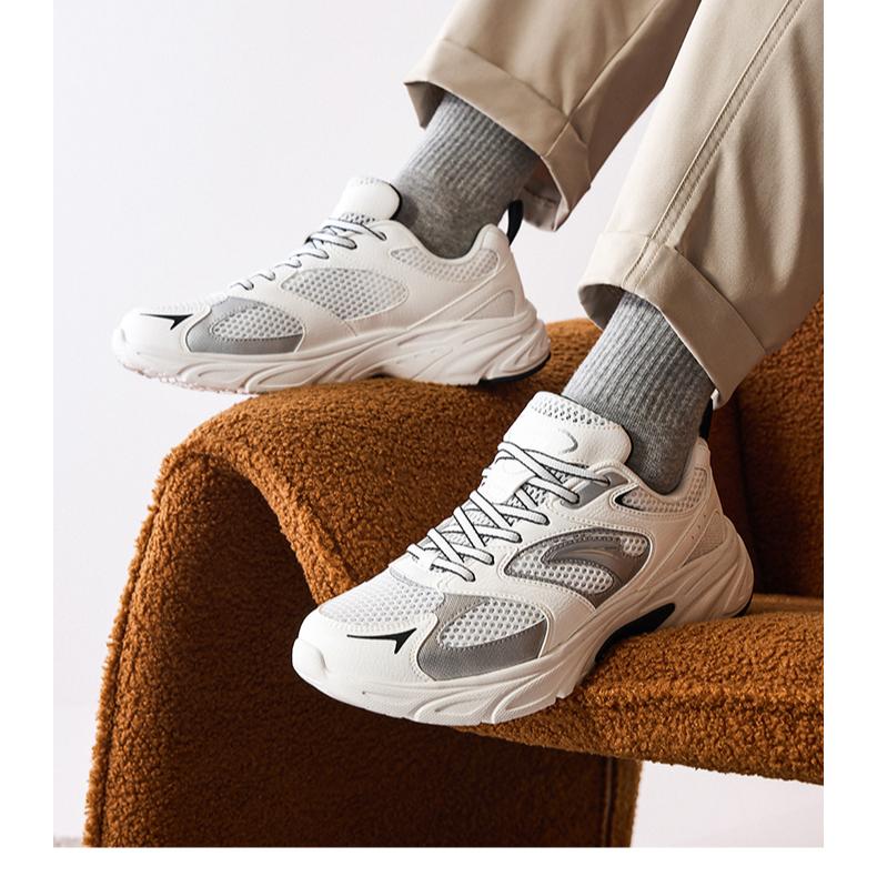 Anta Sports Lifestyle Series Simple Comfortable Shock Absorbing Wear Resistant Low Top Casual Shoes Men Casual Shoes Paper-White Silver 112538811-1