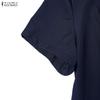 ZANZEA Women Casual Round Neck Solid Color Short Sleeve Summer Pleated Dress