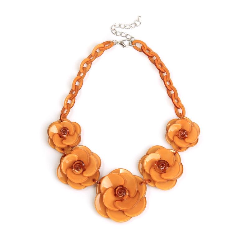 Bohemian Acrylic Flower Necklace - Colorful Rose Sweater Chain
