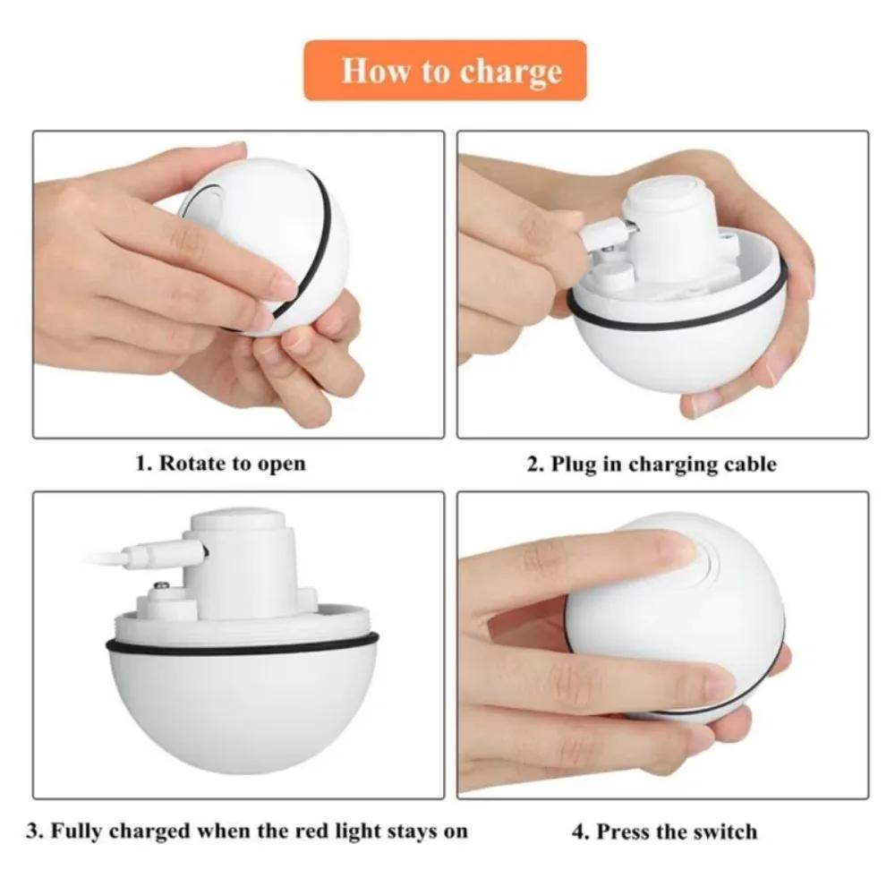 Cat Toys Automatic Smart Ball Interactive Catnip USB Rechargeable Self Rotating Colorful LED Feather Bells Toy Rotating luminous