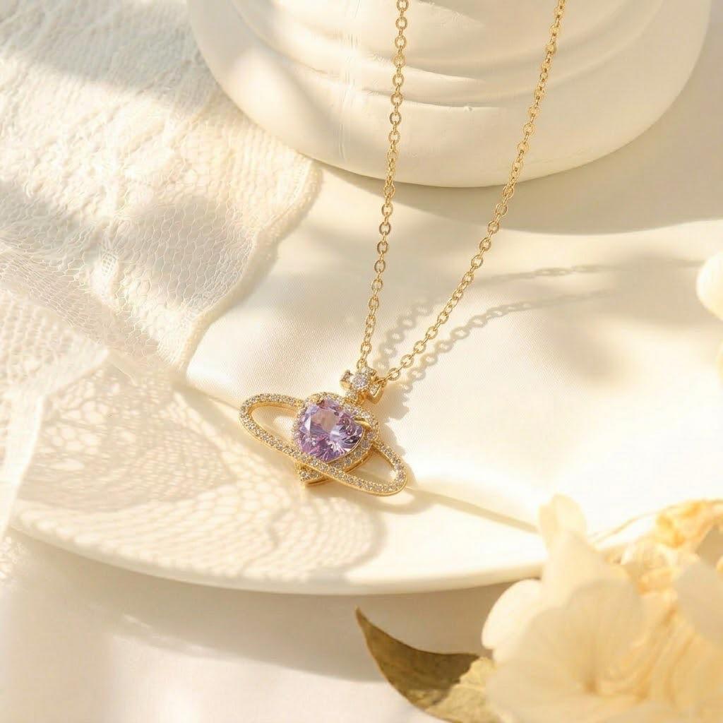 Women's Japanese Korean Style Zircon Heart-shaped Necklace