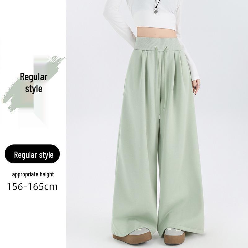Women's High-Waisted Drawstring Wide-Leg Pants - Casual Loose Fit, Spring 2026