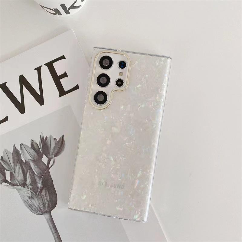 Applicable to Samsung S25ULTRA shell pattern electroplated lens ring mobile phone case S23IMD double layer coating A563