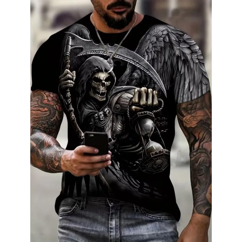 Modisches Herren-Rundhals-Kurzarm-3D-Casual-Farbprint-Casual-Kurzarm-Rundhals-T-Shirt
