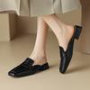 Fashion 2025 Summer Women Mules Split Leather Shoes for Women Square Toe Low Heel Shoes Cover Toe Slip-on Women Sandals Retro Slippers