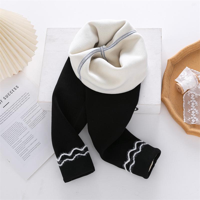 2025 Autumn/Winter Seamless Fleece-Lined Children's Leggings - Fashionable and Thickened for Girls