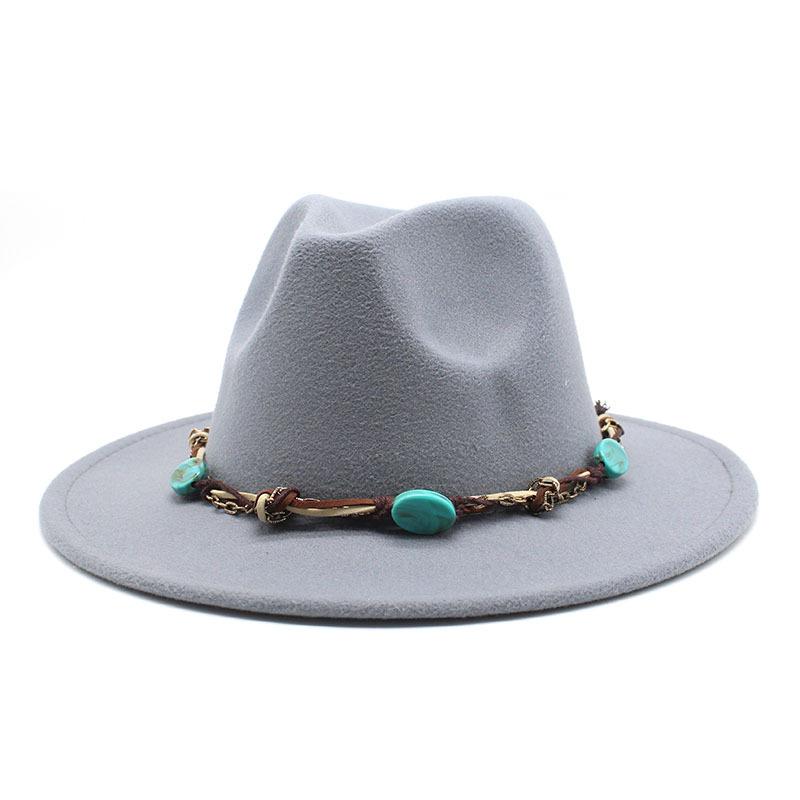 Emerald Western Region Style Top Hat Resin Accessories Jazz Hat Woolen Felt Hat