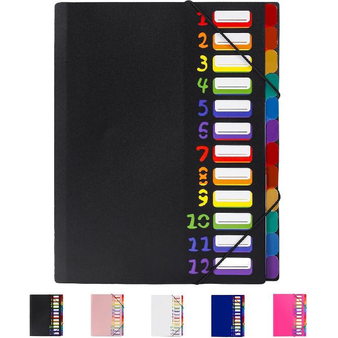 24 Pockets Expanding File Folder Organizer,Accordion File Organizer,A4 Letter Size,Rainbow Tab, for Home/Office/School Document Organizer (Rose Pink)