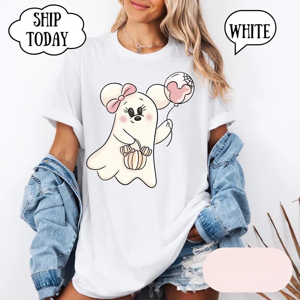 Minnie Mouse Ghost Shirt Minnie Mouse Tshirt Park Halloween Party Gift Unisexs fashionable casual comfortable sportswear S
