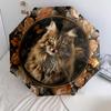 Cats and Flowers pattern, automatic folding umbrella, portable and foldable design, 8 ribs, a Christmas or birthday gift.