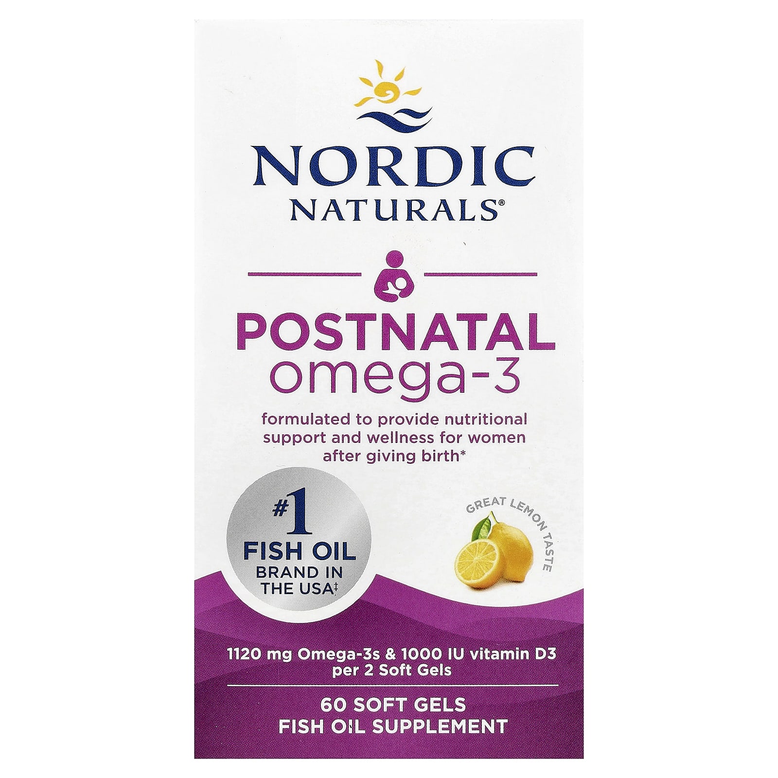 

Postpartum Omega 3, Lemon Flavor, 60 Softgels