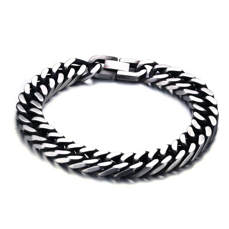 Vnox Stylish Men's Chain Bracelets,Stainless Steel 6.5MM-12.5MM Two-strand Wheat Link Wristband, Rock Punk Biker Male Jewelry